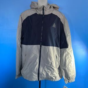 Reebok Lightweight Windbreaker Jacket Gray Blue Men’s XL Full Zip Activewear